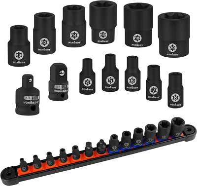 Juego Riel De Dados Estrella E Torx Hembra Llaves De Vaso Fácil Almacenar 11 PCS