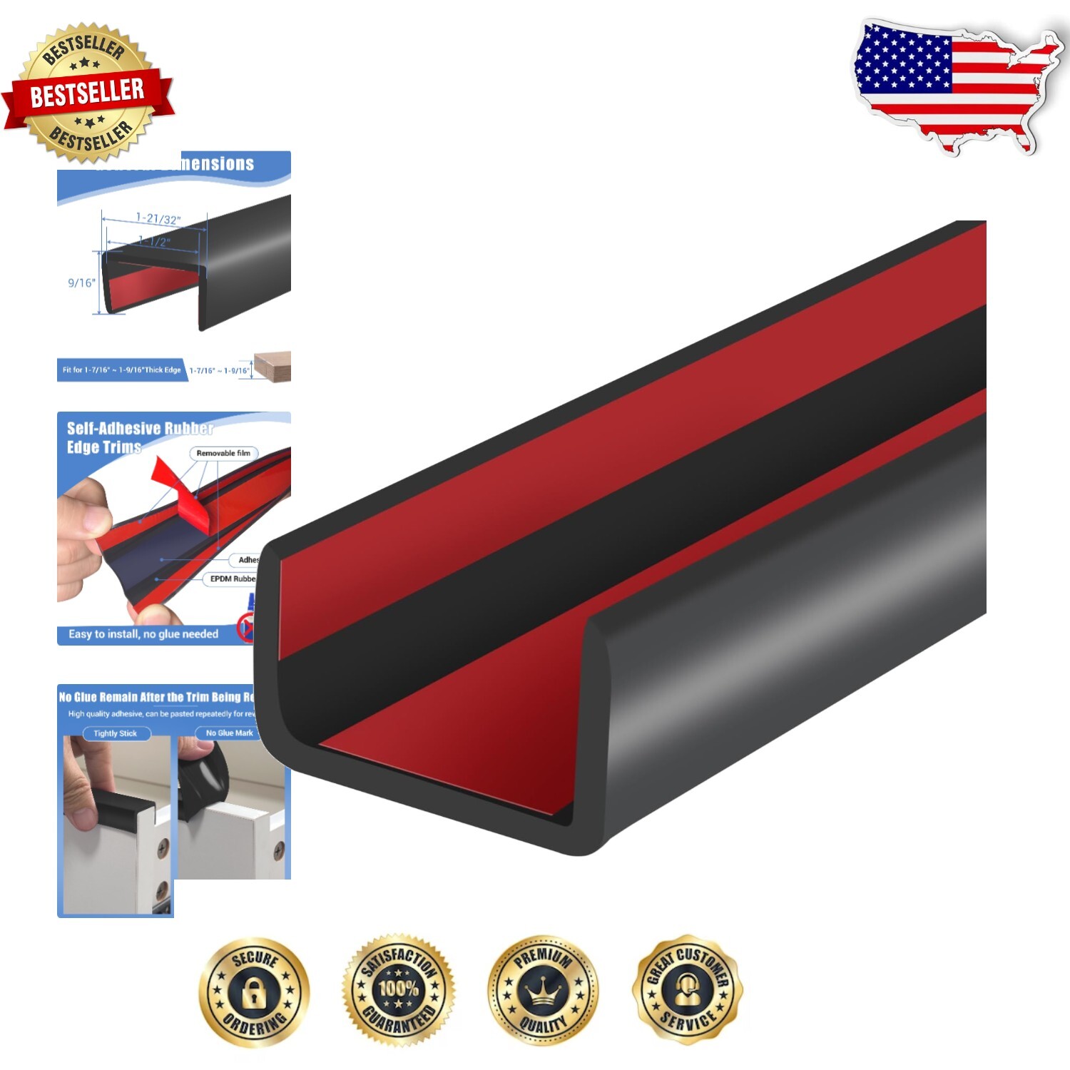 Durable 1.5in Self-Adhesive Edge Banding for Safe Furniture Protection - 20ft