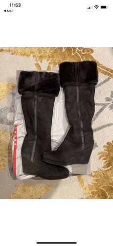100% authentic Prada suede/shearling CALZATURE DONNA Wedge Prada boots SIZE 39 - Picture 2 of 12