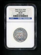 2006 US 1/2 OZ Platinum American Eagle $50 NGC MS 69 Early Releases GEM! 1389.98 per troy oz