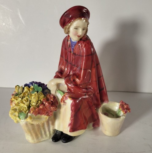 Vintage Royal Doulton Bonnie Lassie Figur hübsche Dame verkauft Blumen