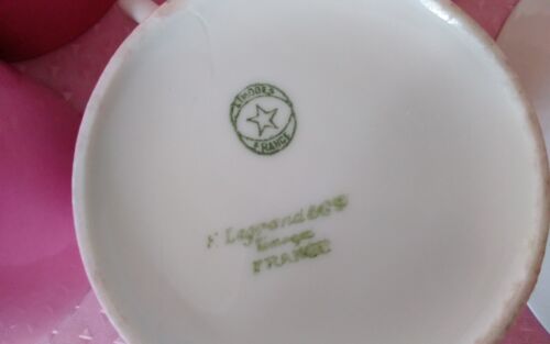 Vintage seltene F. Legrand Limoges Frankreich rosa Teekanne/Kaffee 6 Teetassen & Untertassen - Bild 14 von 18