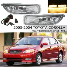 For 2003 2004 Toyota Corolla Front Bumper Fog Lights Lamps w/Bulb Wiring Switch