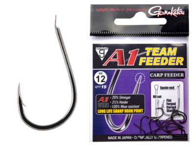 Carp Hooks Gamakatsu A1 Team Feeder NS Black 15pcs Barbed Hook