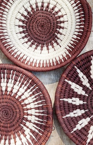 Panier mural en rotin décoration osier boho 3 paniers suspendus ferme tissée 10" - Photo 2 sur 8
