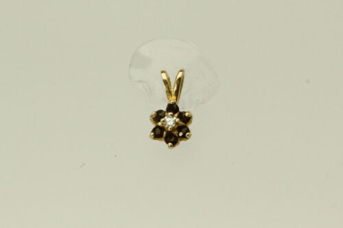 14k Yellow Gold Unmarked Diamond & Sapphire Small Flower Pendant 0.6 G (PEN9212) - Picture 2 of 5