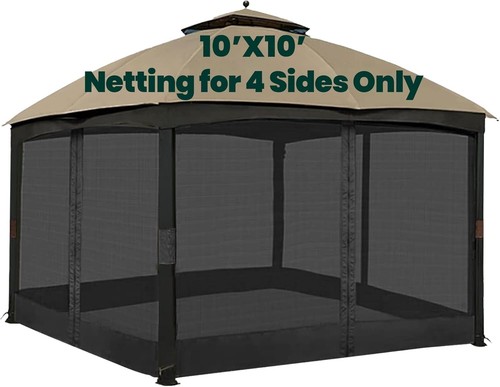 Mosquitera universal con dosel exterior de 4 paneles con cremalleras - negra, 0' x 0' - Imagen 3 de 10