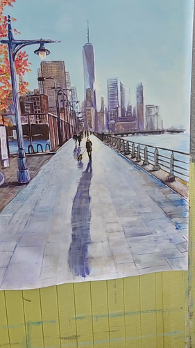 Hudson River Park NY Original Acrylic Painting on Canvas New York Wall Art Decor - Video 1 of 1