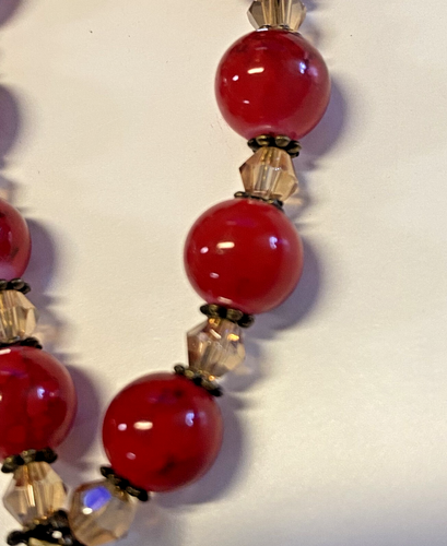 Rot marmorierter Rosenkranz 1 Jahrzehnt, neu, #AB-350-R2 - Bild 3 von 5