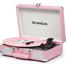 Vinyl Record Player 3 Speed Turntable with Bluetooth, Built in Battery