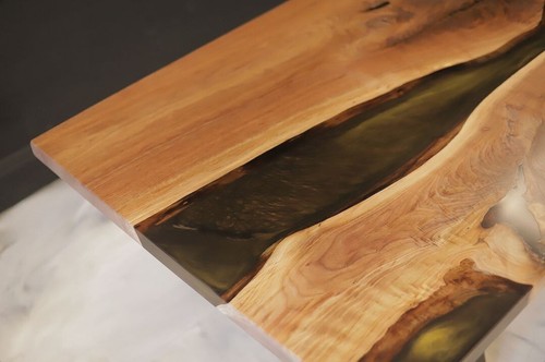 Custom Walnut Wood BLACK Color Epoxy Dining Table - Elegant Live Edge Design - Picture 3 of 11