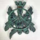 Cast Iron Towel Ring Acorns Oak Leaves Green Black Rustic Cabin Core Vintage