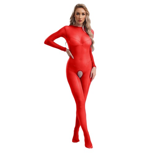 Damen Strampler Fuß Bodystockings Durchsichtig Unitard Öl Overall Ganzkörper - Picture 14 of 129