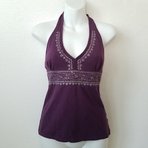 Vtg A N A Womens M Halter Top Embroidered Whimsigoth Fairy Grunge Y2K Purple