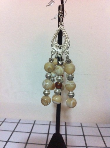 Cat's Eye Earring Round Beads/Cat's Eye glass Chandelier Earrings/Gypsy Style - Picture 3 of 5
