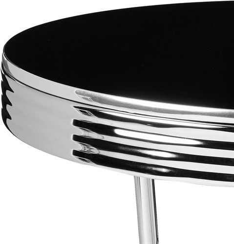Crown Mark 3905Set Retro 3pc Bar Set w/ 2 stools Black and Chrome - Picture 5 of 6