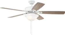 Craftmade 52" Twist N Click White W/ Oak Blades Indoor Ceiling Fan, TCE52W5C1