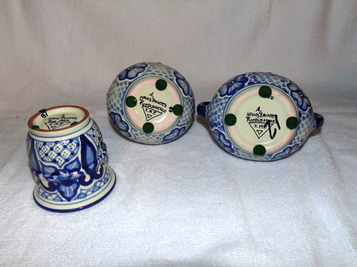 Mexican Blue/White Puebla Pottery Hand-Painted Creamer Sugar Cup - Picture 6 of 8