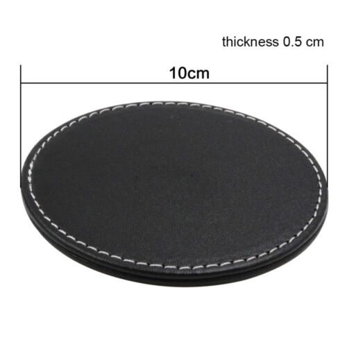 6x Glasuntersetzer Leder Untersetzer für Gläser Tassen Flaschen Ø 10cm schwarz ★ - Bild 3 von 6