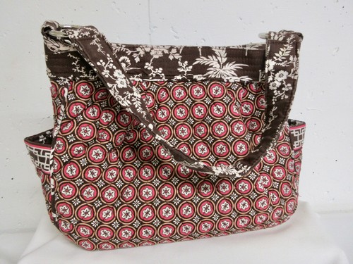 BOLSO DE HOMBRO VERA BRADLEY IMPERIAL TOILE Marrón Blanco REVERSIBLE FLORA - Imagen 2 de 7