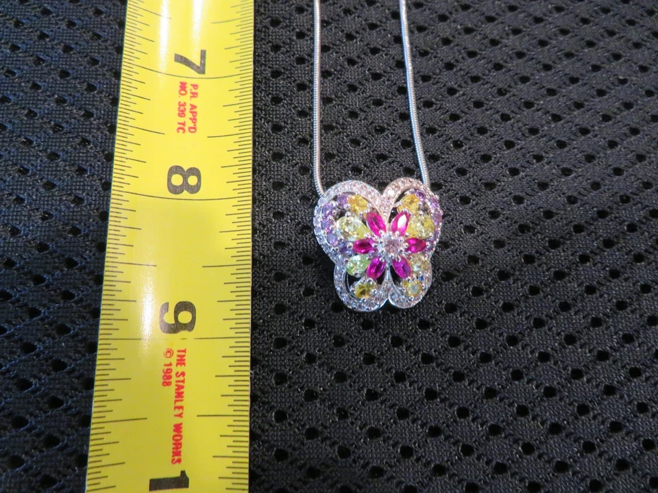 Colgante de plata esterlina 925 Granate Peridoto Amatista Cuarzo limón Piedras preciosas 16 en cadena Foto 4 de 4