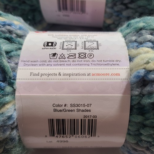 (Lot of 2) Stitch Studio By Nicole Shade Waves Yarn Blue Green Super Bulky 100g - Picture 5 of 5