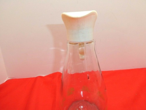 Vintage LOG CABIN Glass 8” Syrup Dispenser Jar Gold Eagle Pattern - Picture 3 of 6