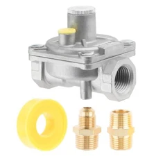 1/2" Natural Gas Pressure Regulator with 2 Brass NPT Conversion Adapters