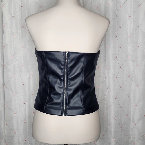 Sincerely Jules Black Faux Leather Stretchy Zippered Corset Top Size Large NWT - Imagen 2 de 8
