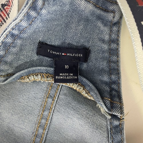 Vintage Y2K Tommy Hilfiger Kids Vintage Bib Overalls Size 10 Logo Straps Jeans - Picture 9 of 9
