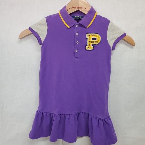 Girls Ralph Lauren Polo Dress Size 4/4T Purple Patch Pep Squad Dog P Wing - Picture 1 of 3