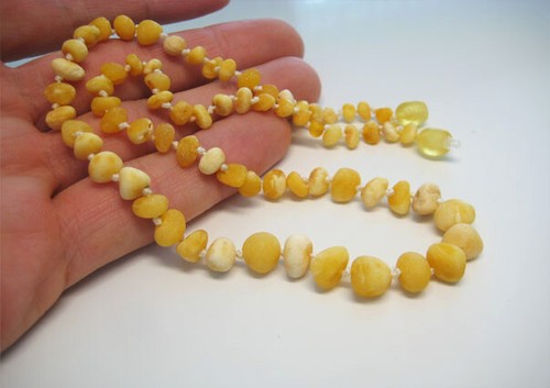 Raw White Yellow Genuine Baltic Amber Necklace 9 gr. 46 cm Gemstone !!! - Picture 5 of 5