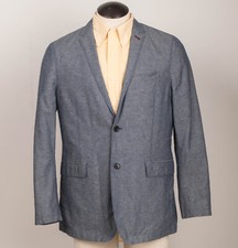 Ben Sherman Men's Blazer Sport Coat Elbow Patches SZ XL Blue Cotton