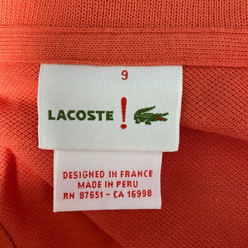 Lacoste Polo shirt men's orange short sleeve half button front size 9 (M/L) - Picture 6 of 10