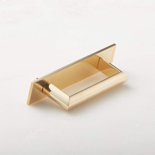 Crate & Barrel CB2 3” Curveaux Curved Unlacquered Brass Pull w. Backplate 537791 - 第 3/3 張圖片
