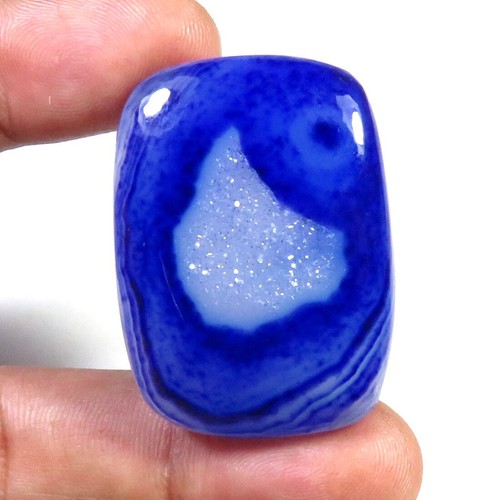 Blue Baguette Window Onyx 36x26 mm Natural Druzy Agate Geode Onyx Gems OD-1135 - Picture 10 of 13