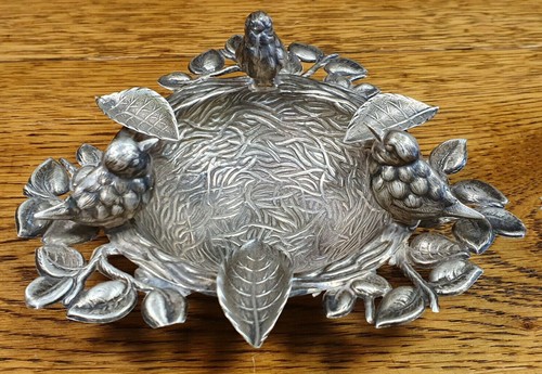 Aschenbecher Silber 800er mit Drei Vögel - Bild 2 von 9