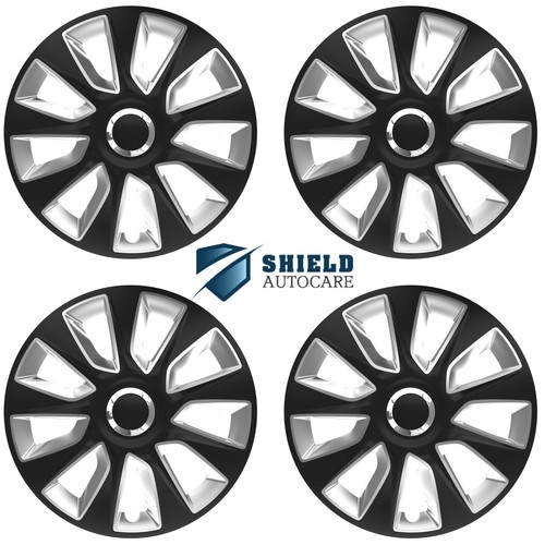 Copricerchi 16" Coprimozzo Stratos RC BS Copriplastica Set di 4 Coperture Nero Argento R16 - Foto 1 di 3