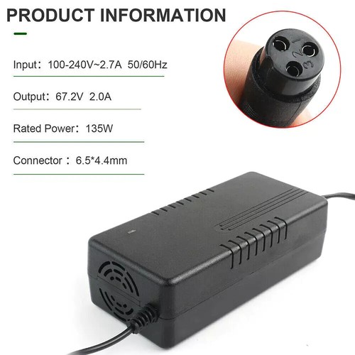 67.2V 2A Lithium Battery 3 pin Charger for 60V 16S Electric Scooter eBike Charge - Picture 4 of 12