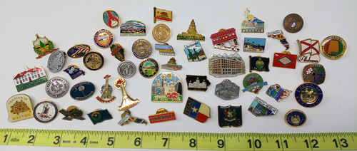 Lot of 50 Vintage States and Cities Travel Tourist Souvenir Hat Lapel Pins