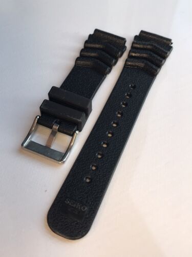 SEIKO Z-22 bracelet Noir 20mm Boucle Signé Pour Modèles Varier Silicone - Foto 3 di 5