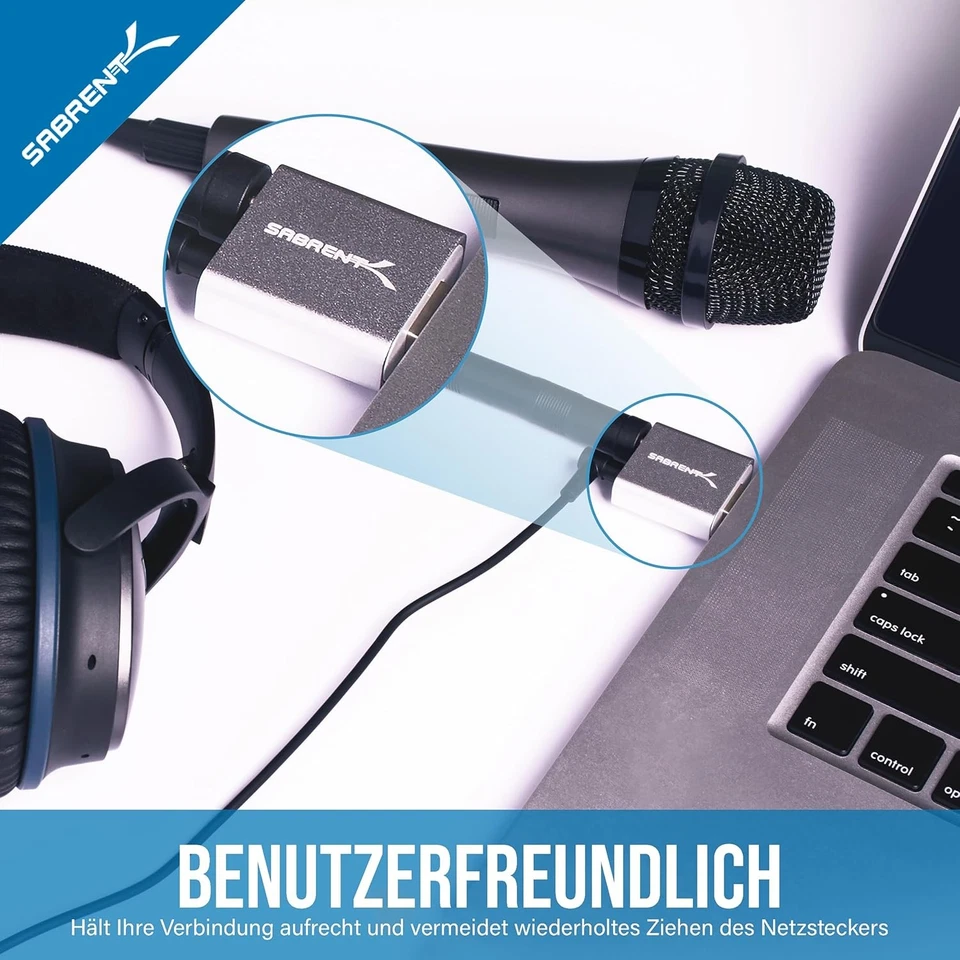 SABRENT Soundkarte USB auf Klinke 3,5mm Kopfhörer Audio Adapter Aluminium - Bild 4 von 4