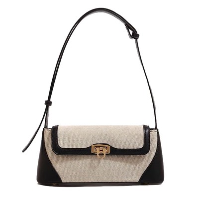 Small Retro Shoulder Bag   Black PU Leather Hobo Tote with Buckle Clutch