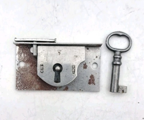 Antikes Schubladen Türschloss Halb Einsteckschloss Vintage Beschläge  - Bild 9 von 9