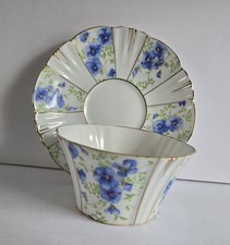 Royal Albert Saucer & Bowl Lot Vintage Blue Pansy Chintz 
