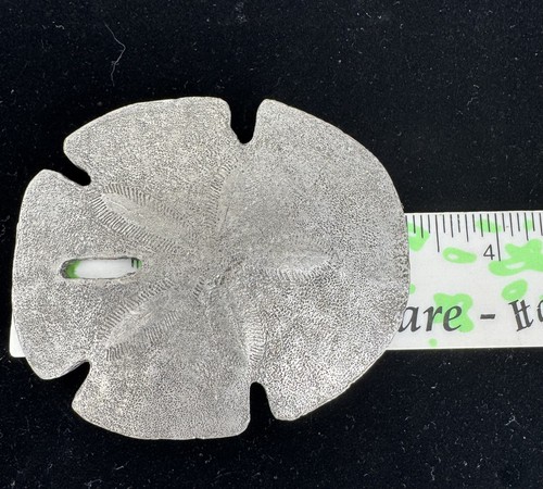 Lot of 2 Silver Pewter Tone Sand Dollar Pendants Charms Collectors 3" and 1" - Picture 7 of 8