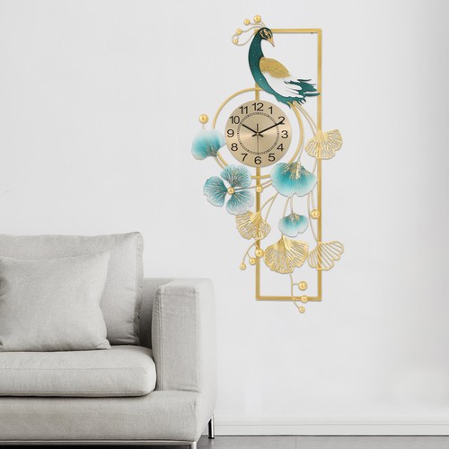 Peacock & Ginkgo Leaves Wall Clock, Modern Wall Clock - Picture 9 of 17