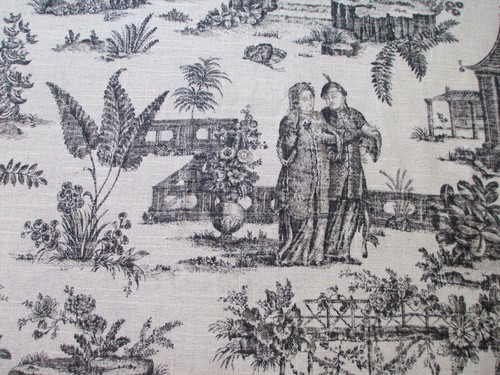 5th Avenue Design Covington Les Chinois Chinesischer Garten Creme Schwarz Leinen 57"x18y - Bild 2 von 9