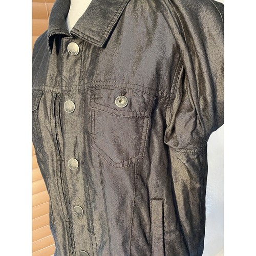 Tahari Womens Trucker Jacket Button Down Long Sleeve Casual Jacket Classic Jean - Picture 5 of 12