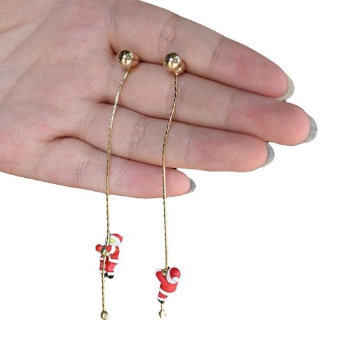 Climbing Santa Claus Earrings, Christmas Earrings D7O3 - Picture 19 of 27